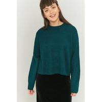 Urban Outfitters Fuzzy Balloon Sleeve Jumper, GREEN