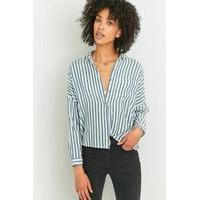 Urban Outfitters Blue Twill Striped Button-Down Shirt, BLUE