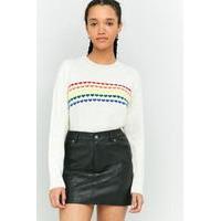 Urban Outfitters Rainbow Heart Motif Jumper, IVORY