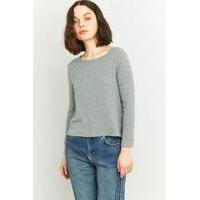 Urban Outfitters Sloppy Ribbed Long Sleeve Top, GREY