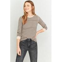 Urban Outfitters Long Sleeve Textured Striped Top, CREAM