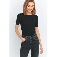 Urban Outfitters Neat Ribbed T-shirt, BLACK