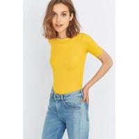 Urban Outfitters Neat Ribbed T-shirt, DARK YELLOW