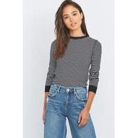 Urban Outfitters Long Sleeve Textured Striped Top, BLACK & WHITE