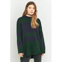 Urban Outfitters Wide Olive Striped Oversized Jumper, OLIVE