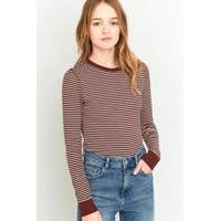 Urban Outfitters Long Sleeve Textured Striped Top, MAROON