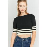 urban outfitters striped hem crop top black white