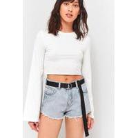 Urban Outfitters Flute Sleeve Cropped T-Shirt, CREAM