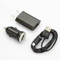 USB Car Charger with EU Plug Adapter and Micro USB Cable for Samsung Galaxy S3/4 Huawei HTC Xiaomi and Other Cellphone