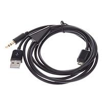 USB2.0 to 3.5mm AUX Audio Data Charging Cable for Samsung i9100 / i9300 / i9220 - Black (115cm)