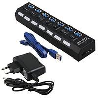 USB HUB 3.0 Super Speed 5Gbps 7 Ports USB 3.0 HUB USB Splitter With On/Off Switch Platooninsert For Computer Peripherals 3 Pieces a Kit