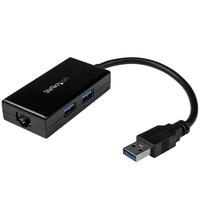USB 3.0 to Gigabit Network Adapter with Built-In 2-Port USB Hub