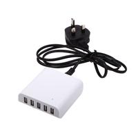 USB 5 Port Quick Smart Desktop Charger High Speed Fast Charge for iPhone iPad Samsung Tablet PC Mobile Device 5V/8A Portable AC100-240V