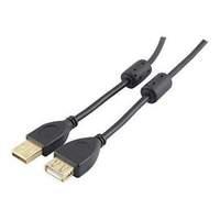 Usb 2.0 A/a Extension Sord + Ferrites + Gold Black- 5 M