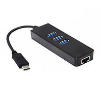USB 3.1 Type C USB-C Multiple 3 Ports Hub with Gigabit Ethernet Network LAN Adapter For Macbook Chromebook