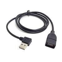 USB 2.0 Male to Female Extension Cable 100cm Reversible Design Left Right Angled 90 Degree