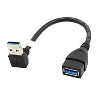 USB 3.0 Cable A Type Male to USB 3.0 A Type Female Right Angle 90 Degree Extension Cable Black 20CM