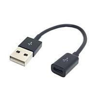 USB 2.0 Male to Micro USB B Type 5pin Female Connector Extension Cable Black 0.1M 0.3FT