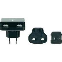 USB charger Mains socket VOLTCRAFT SPAS-2400 DUO Max. output current 2400 mA 2 x USB incl. UK adapter