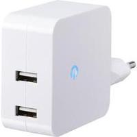 USB charger Mains socket VOLTCRAFT SPS-2400/2+WH Max. output current 4800 mA 2 x USB