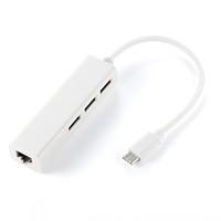 USB 3.1 Type C USB-C Multiple 3 Ports 3.0 Hub with Ethernet Network LAN Adapter For Macbook Chromebook