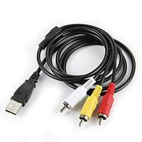 USB 2.0 Male to 3 RCA Male Audio Video Cable Black(1M)