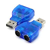 USB 2.0 to PS2 PS/2 Converter Adapter Connector for PC Mouse Keyboard Blue