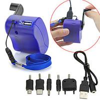 USB Hand Crank Manual Dynamo Cell Phone Charger Emergency For MP4 MP3 Mobile PDA-- Blue