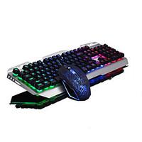 USB Gaming Backlights Key Illumination Keyboard and 2500DPI Cracking Mouse 2 Pieces a Kit