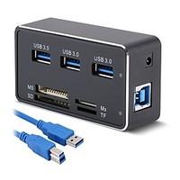 USB 3.0 Hub All-in-1 High Speed MS/Micro SD/M2/TF Card Reader 3 USB Ports Combo with USB Cable for PC Laptop