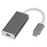 USB-C Type C USB 3.1 Male to Mini DisplayPort DP Female 1080p HDTV Adapter Cable for Apple New Macbook 2016 Release Silver