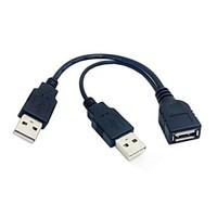 USB 2.0 Female to Dual Male Extra Power Data Y Extension Cable for 2.5\