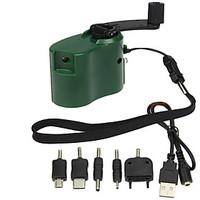 USB Hand Crank Manual Dynamo Cell Phone Charger Emergency For MP4 MP3 Mobile PDA-- Green