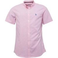 U.S. POLO ASSN. Mens Divot Short Sleeve Oxford Shirt Candy Pink