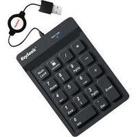 USB numeric keypad Keysonic ACK-118BK Flexible, Cable rewind, Dustproof, Splashproof Black