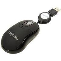 USB mouse Optical LogiLink Mouse optical USB Mini with cable entry Cable rewind Black