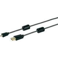 USB 2.0 Cable [1x USB 2.0 connector A - 1x USB 2.0 connector Micro B] 1.50 m Black gold plated connectors, incl. ferrite