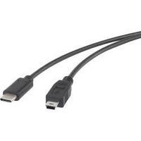 USB 2.0 Cable [1x USB-C plug - 1x USB 2.0 connector Mini B] 1.50 m Black gold plated connectors Renkforce