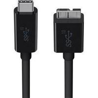 USB 3.1 Cable [1x USB 3.0 connector Micro B - 1x USB-C plug] 1 m Black Flame-retardant Belkin