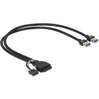 USB 2.0/3.0 Cable [1x USB 2.0 port internal 10-pin, USB 3.0 port internal 19-pin - 2x USB 3.0 port A] 0.45 m Black Delo