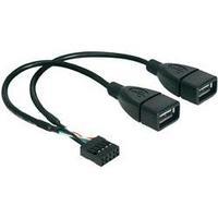 USB 2.0 Y cable [1x USB 2.0 port internal 4-pin - 2x USB 2.0 port A] 0.20 m Black UL-approved Delock