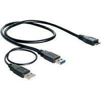 USB 3.0 Y cable [2x USB 3.0 connector A - 1x USB 3.0 connector Micro B] 0.20 m Black UL-approved Delock