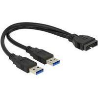 USB 3.0 Adapter [2x USB 3.0 connector A - 1x USB 3.0 connector internal 19-pin ] Black Delock