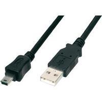 USB 2.0 Cable [1x USB 2.0 connector A - 1x USB 2.0 connector Mini B] 1.80 m Black incl. OTG function, UL-approved Digitu