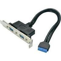 USB 3.0 Cable [2x USB 3.0 port A - 1x USB 3.0 port internal 19-pin] 0.25 m Black UL-approved Digitus