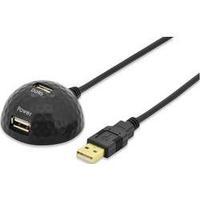 USB 2.0 Extension cable [1x USB 2.0 connector A - 2x USB 2.0 port A] 1.50 m Black gold plated connectors, UL-approved ed