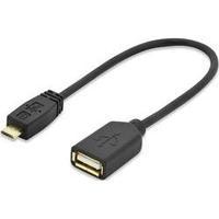 USB 2.0 Cable [1x USB 2.0 connector Micro B - 1x USB 2.0 port A] 0.20 m Black gold plated connectors, UL-approved ednet