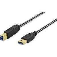 USB 3.0 Cable [1x USB 3.0 connector A - 1x USB 3.0 connector B] 1.80 m Black gold plated connectors, UL-approved ednet