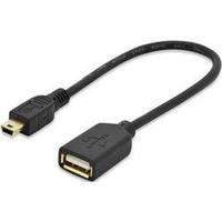 USB 2.0 Cable [1x USB 2.0 connector Mini B - 1x USB 2.0 port A] 0.20 m Black incl. OTG function, gold plated connectors, 