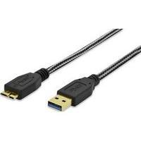 USB 3.0 Cable [1x USB 3.0 connector A - 1x USB 3.0 connector Micro B] 0.25 m Black gold plated connectors, UL-approved e